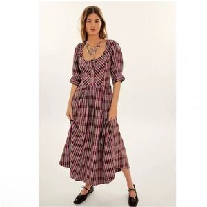 Free People Tulie Plaid Midi Dress